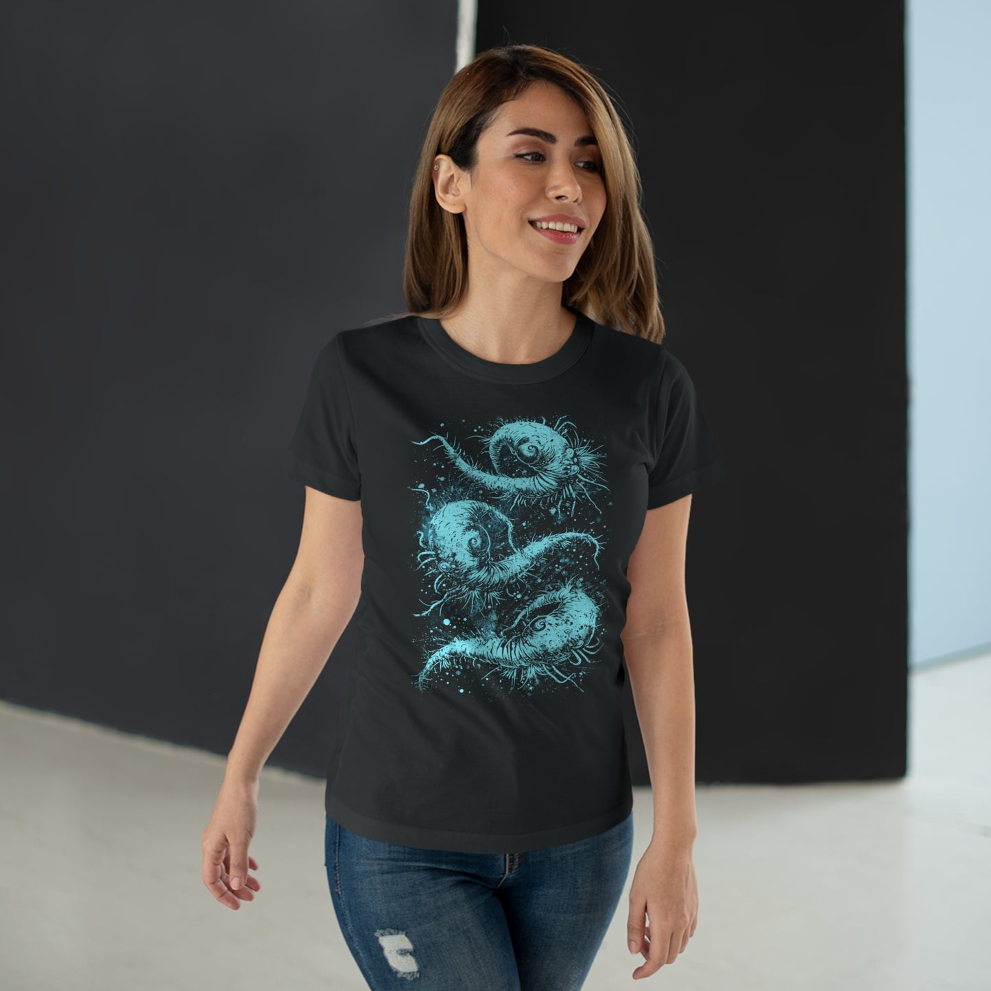 Women's T-shirt Cosmic Worms in Blue