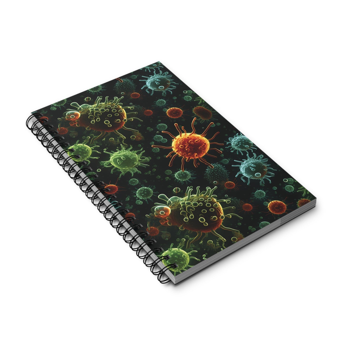 Spiral Notebook Green Bacteria - Frogos Design