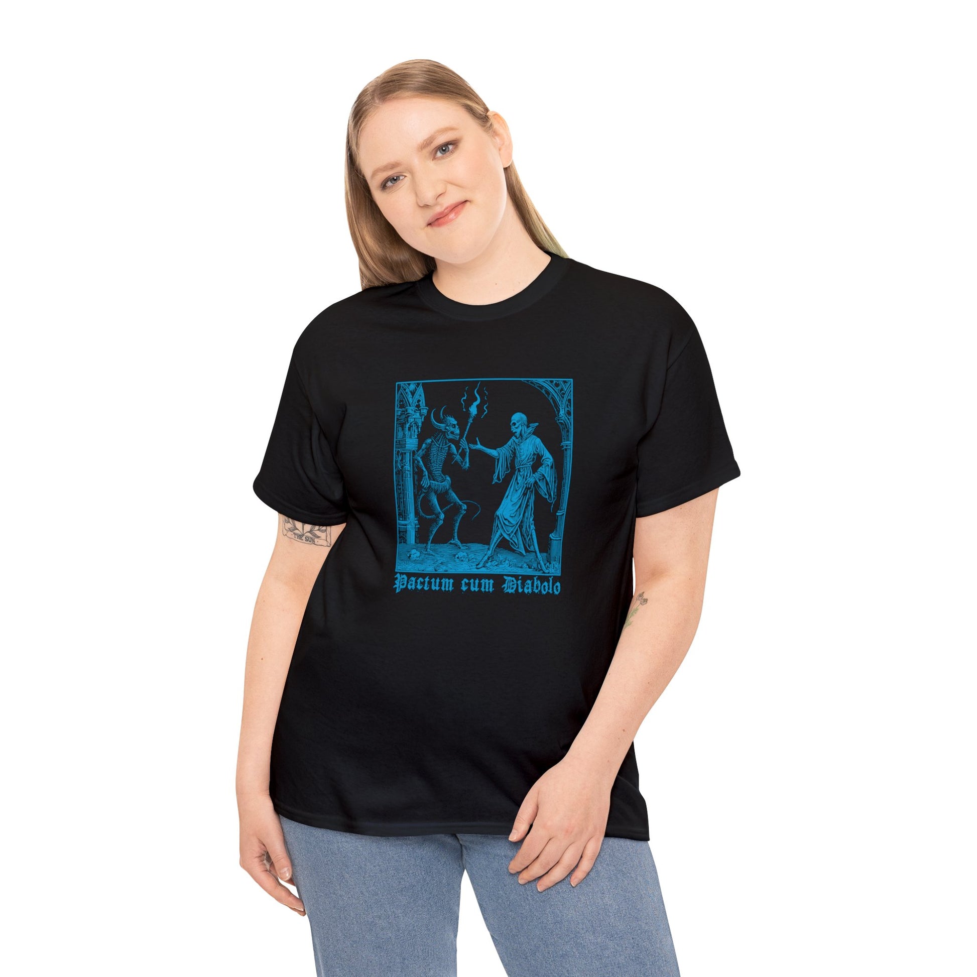 Unisex T-shirt Pactum cum Diabolo in Blue - Frogos Design