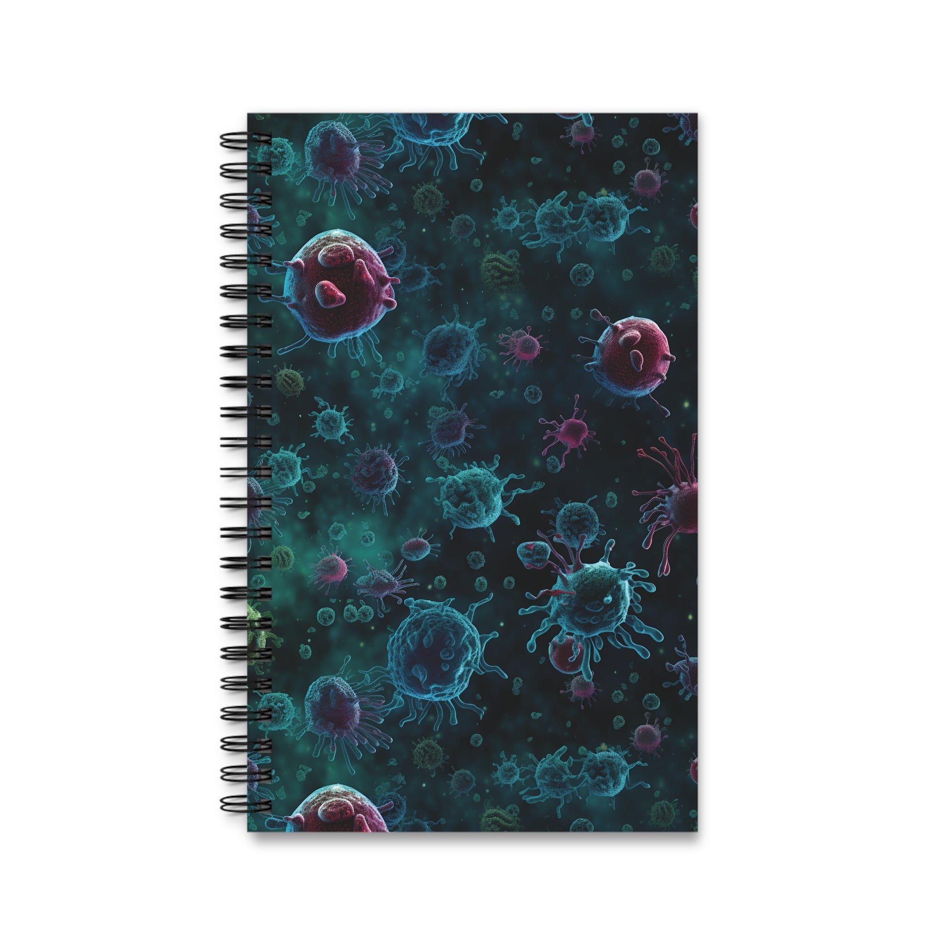 Spiral Notebook Blue Bacteria - Frogos Design