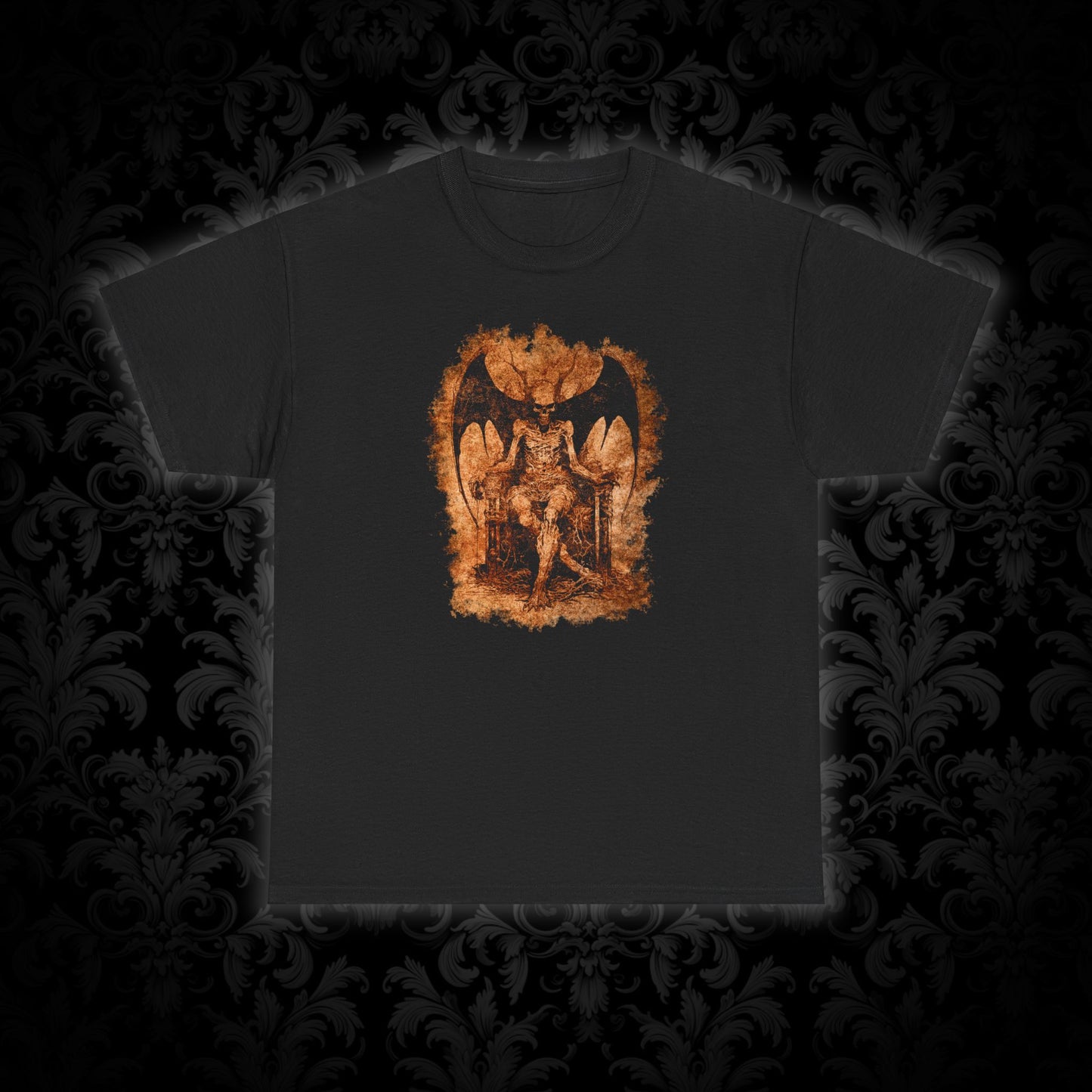 Unisex T-shirt Devil on his Throne in Beige