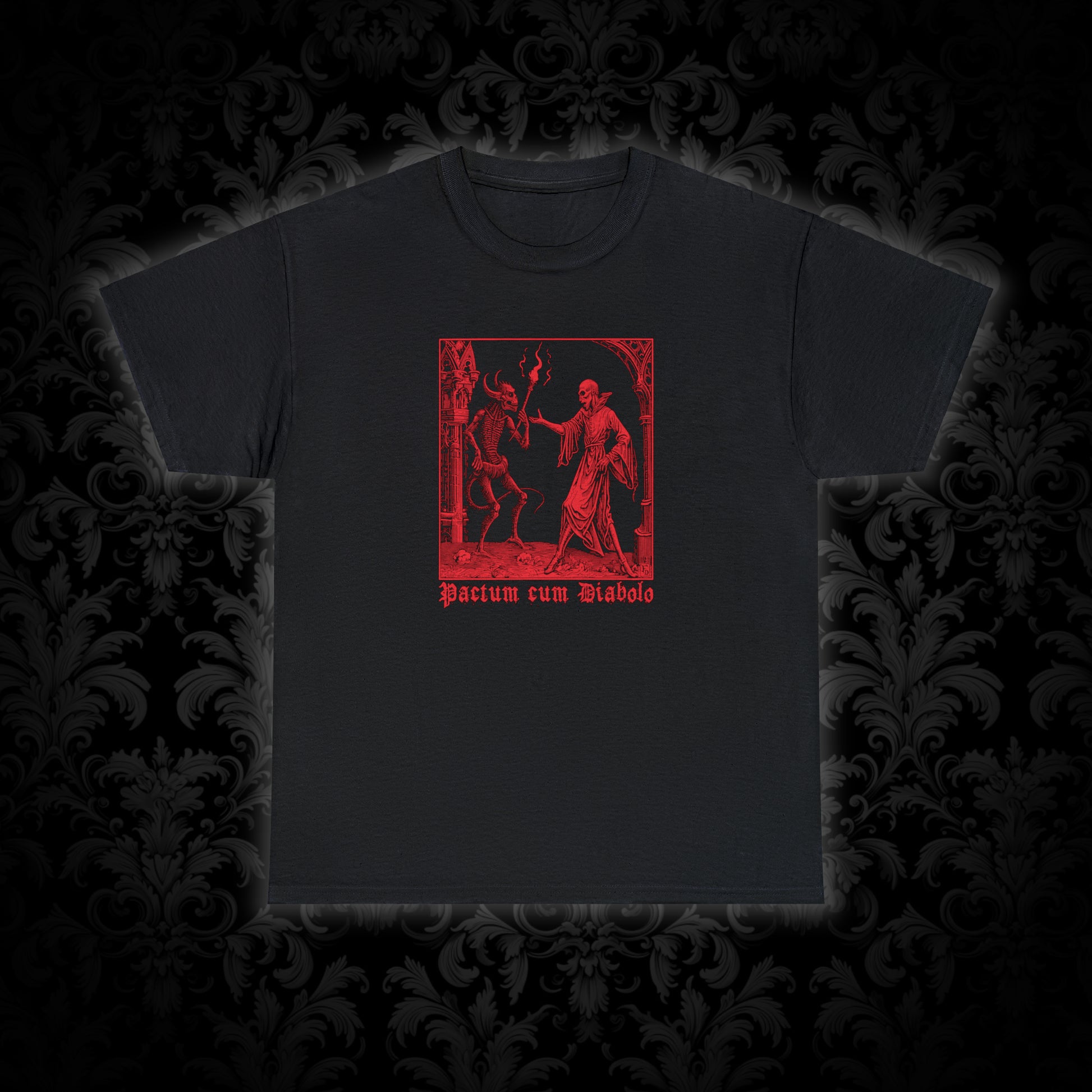 Unisex T-shirt Pactum cum Diabolo in Red - Frogos Design