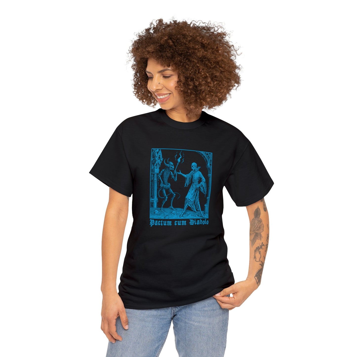 Unisex T-shirt Pactum cum Diabolo in Blue - Frogos Design