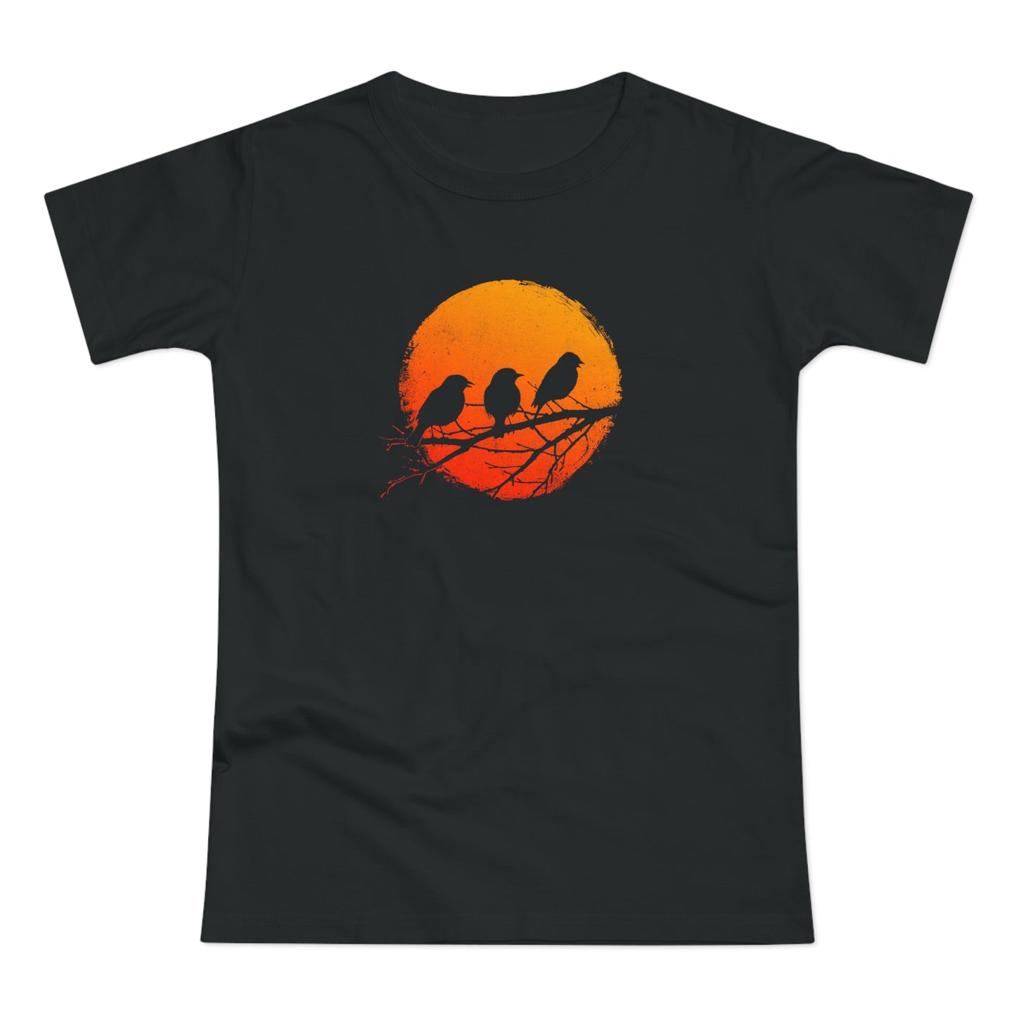 Women's T-shirt Birds in the Sun in Orange