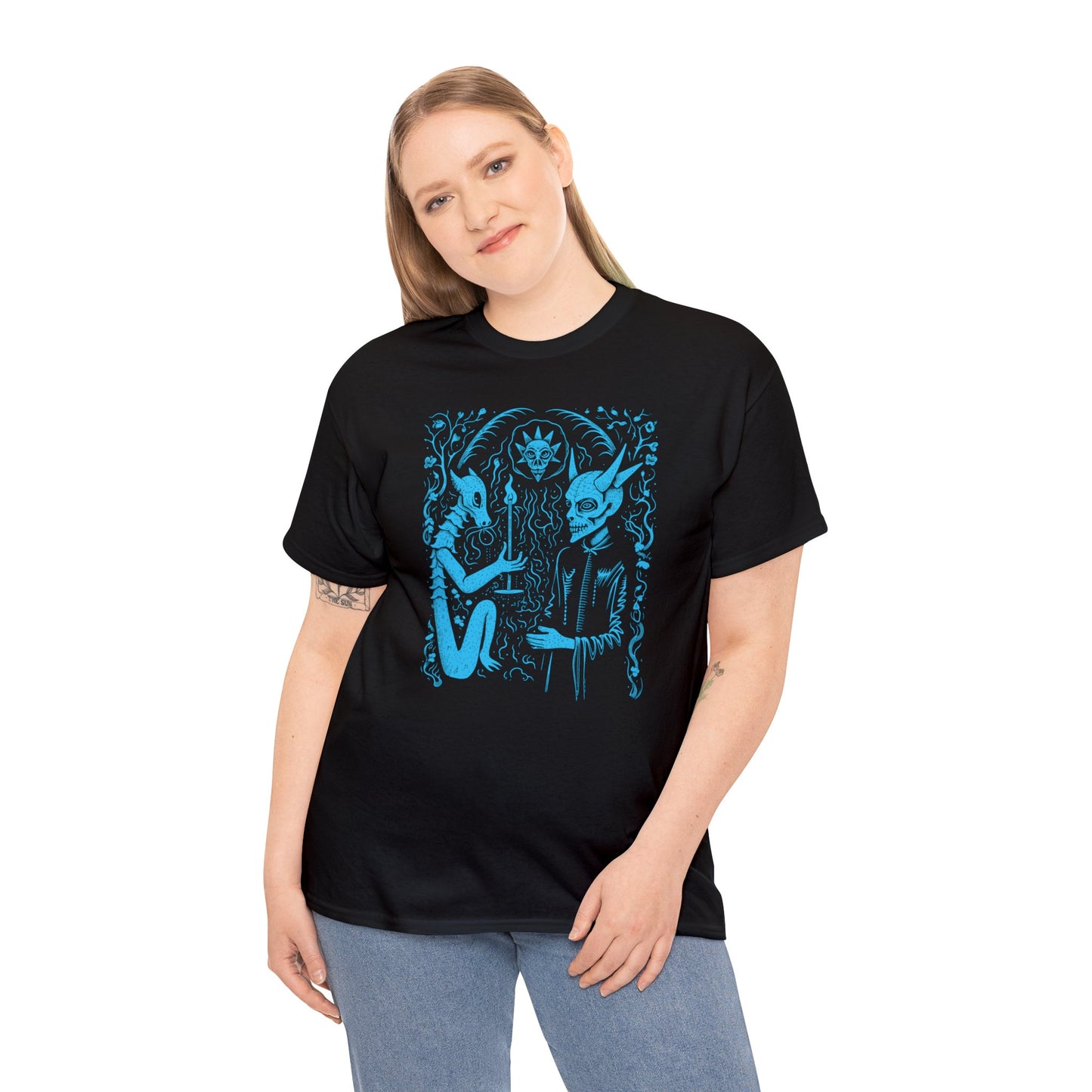 Unisex T-shirt Pact with the Devil in Blue - Frogos Design