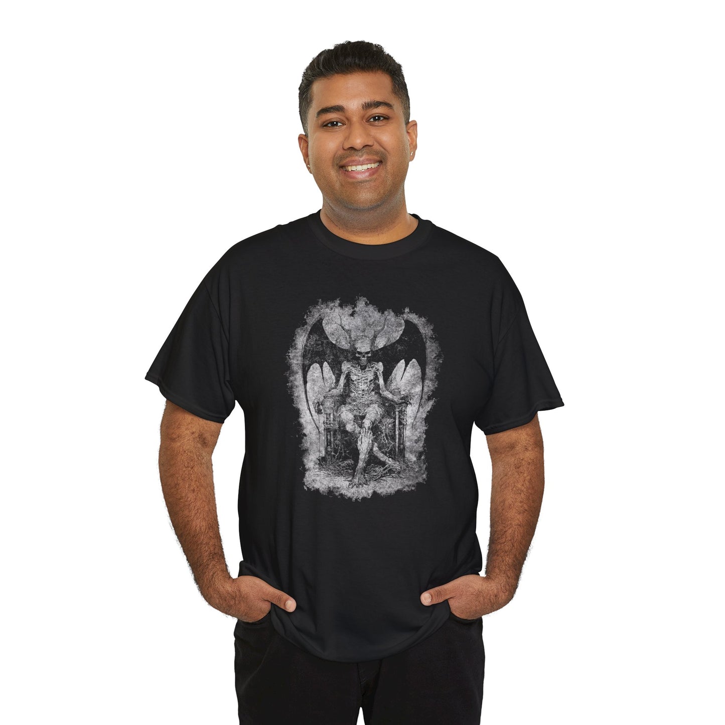 Unisex T-shirt Devil on his Throne in Grey