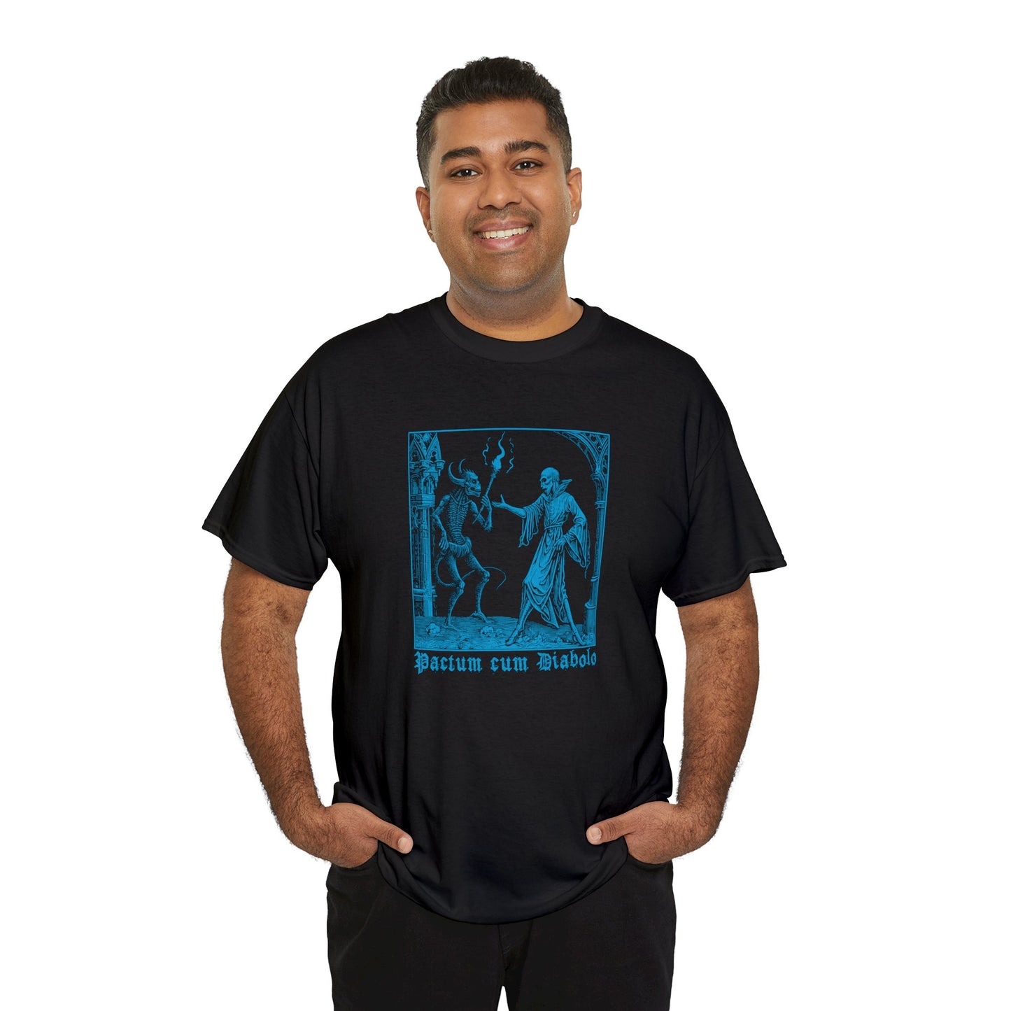 Unisex T-shirt Pactum cum Diabolo in Blue - Frogos Design