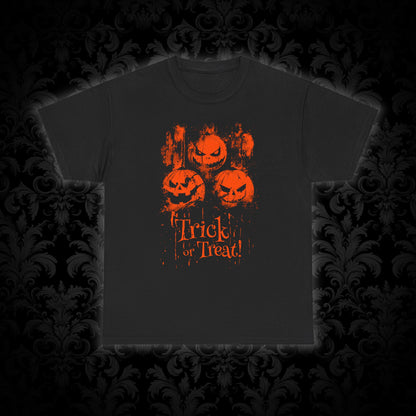 Unisex T-shirt Halloween Pumpkins Trick or Treat in Orange