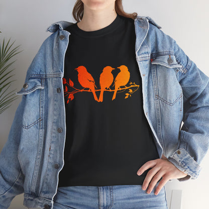 Unisex T-shirt Birds on a Branch in Orange