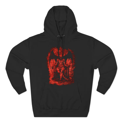 Unisex Pullover Hoodie Devil on his Throne - Red - Frogos Design