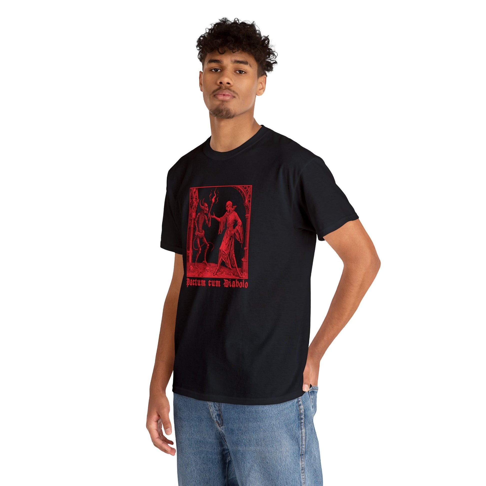 Unisex T-shirt Pactum cum Diabolo in Red - Frogos Design