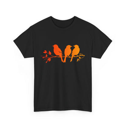 Unisex T-shirt Birds on a Branch in Orange