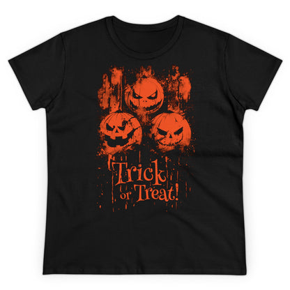 Women's T-shirt Halloween Pumpkins Trick or Treat in Orange