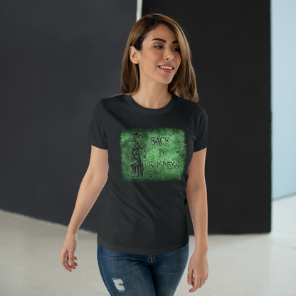 Women's T-shirt Back in Business in Green