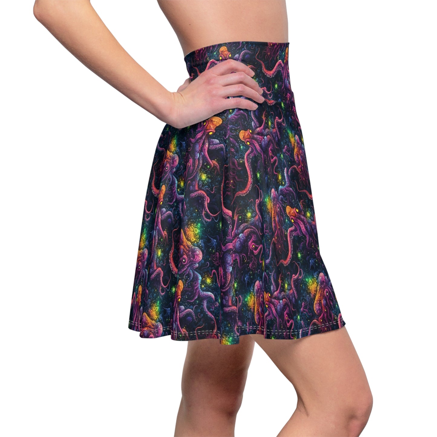 Women's Skater Skirt Purple Cosmic Tentacles - Frogos Design