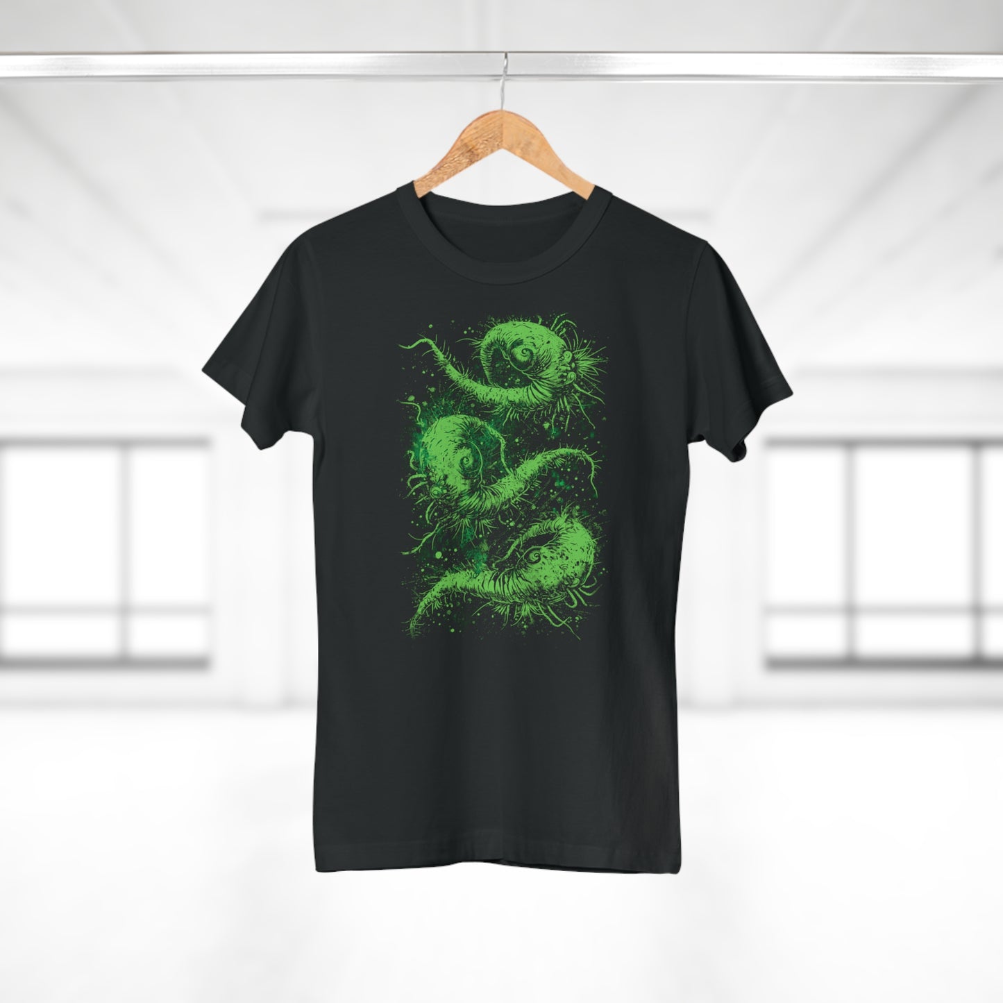 Women's T-shirt Cosmic Worms in Green