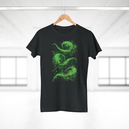 Women's T-shirt Cosmic Worms in Green