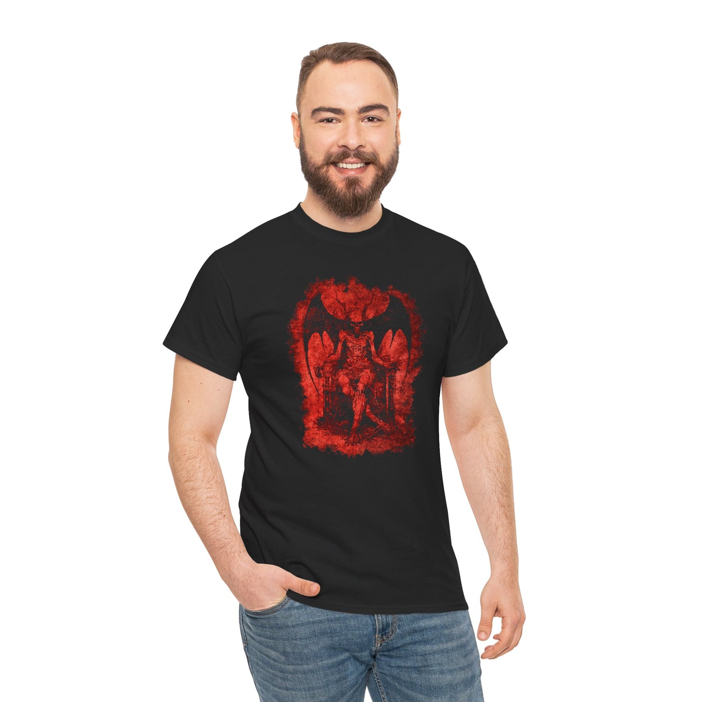 Unisex T-shirt Devil on his Throne in Red