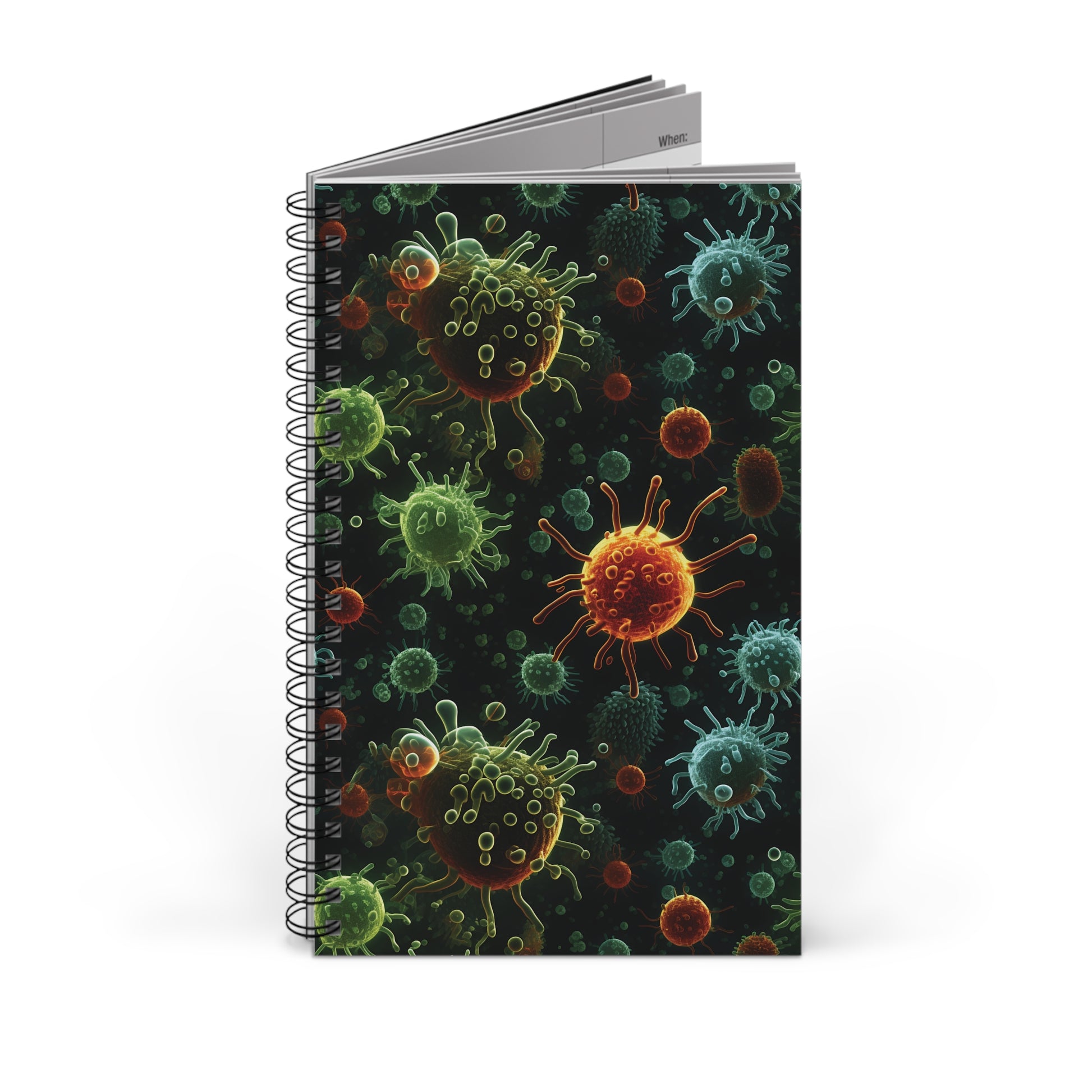 Spiral Notebook Green Bacteria - Frogos Design