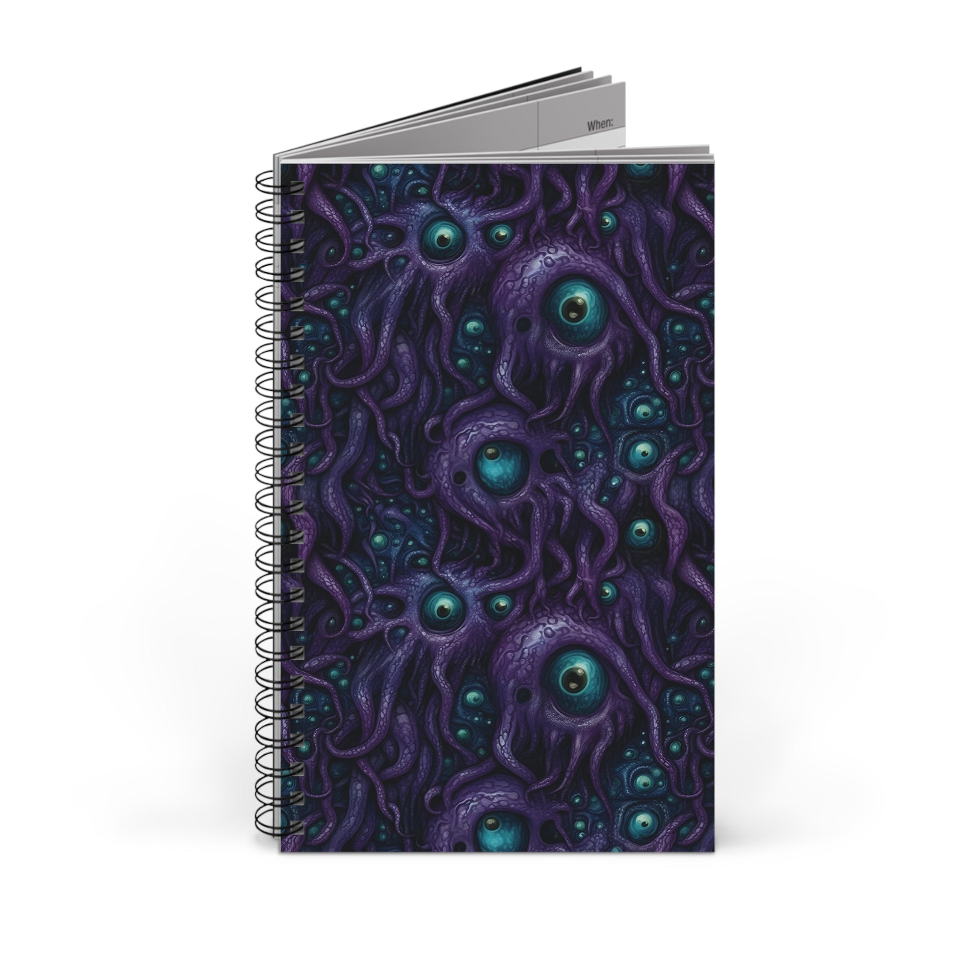 Spiral Notebook Purple Tentacloid Eyes - Frogos Design