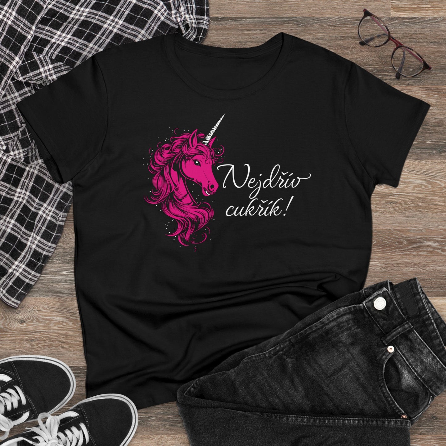 Women's T-shirt Unicorn - First candy in hot pink CZ Edition