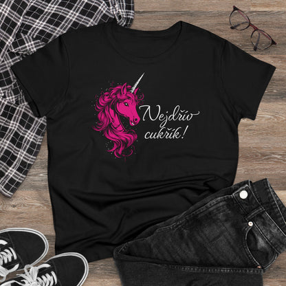 Women's T-shirt Unicorn - First candy in hot pink CZ Edition