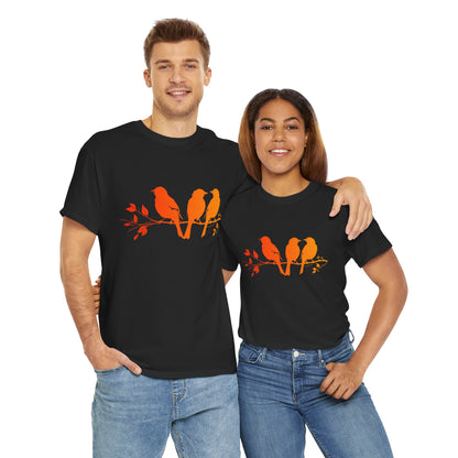 Unisex T-shirt Birds on a Branch in Orange