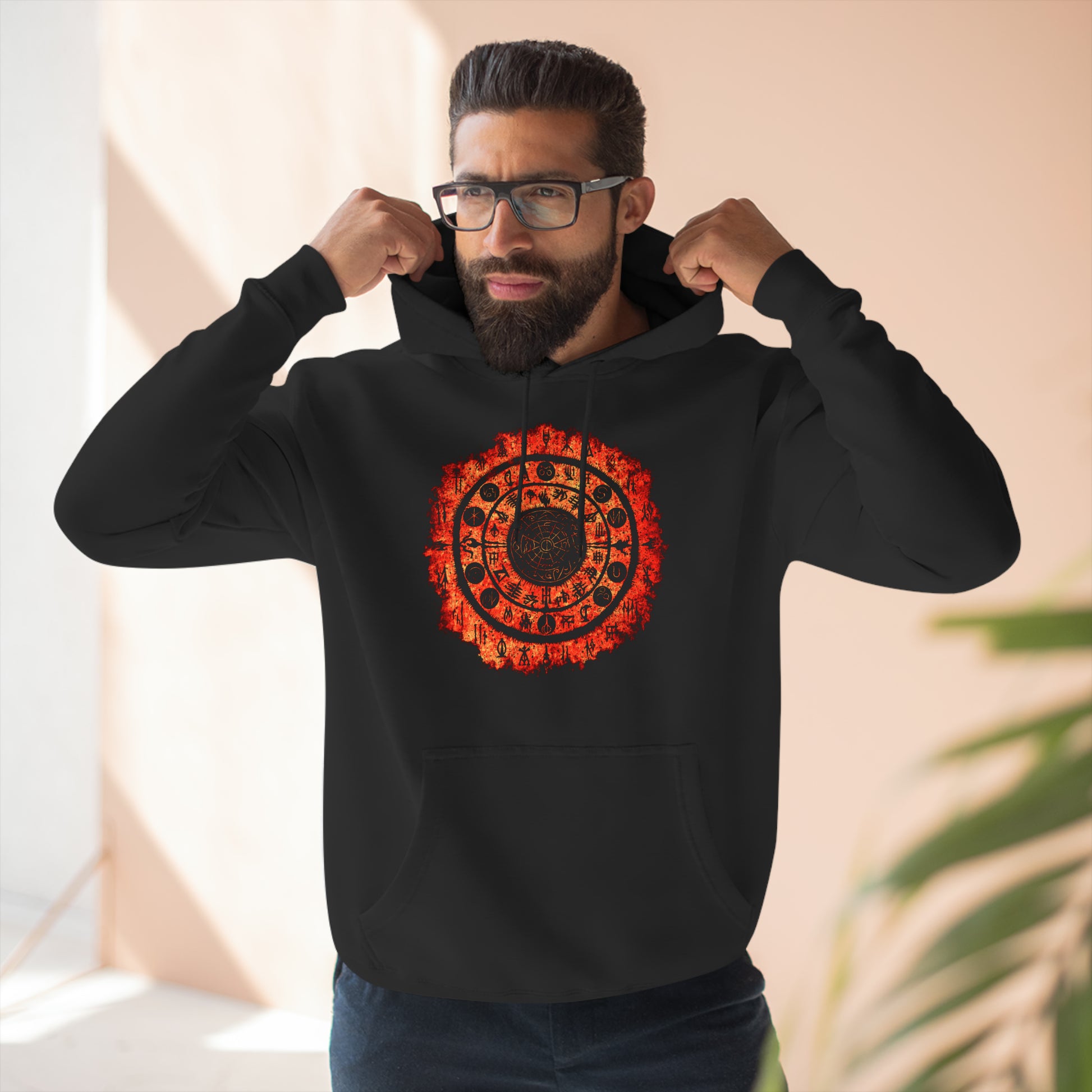 Unisex Pullover Hoodie Witchcraft seal - Orange - Frogos Design