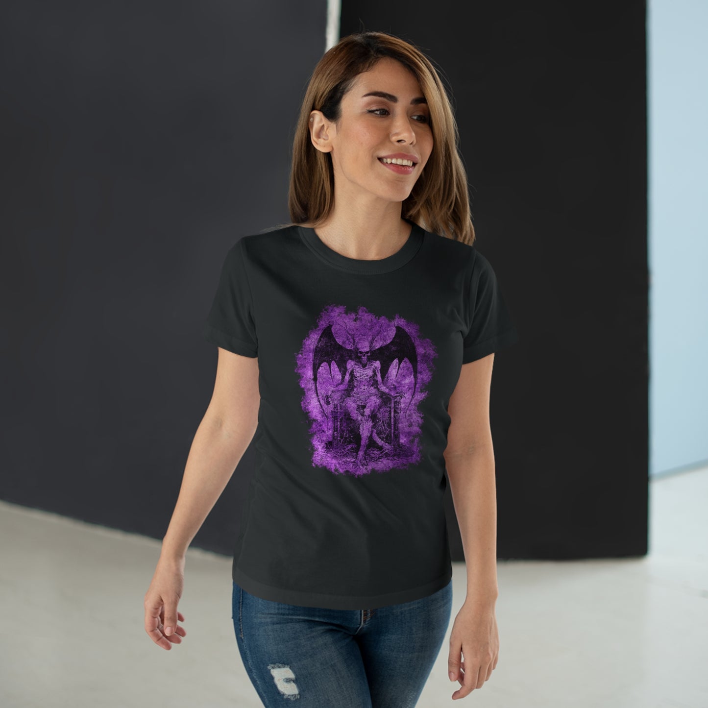 Women's T-shirt Devil on his Throne in Purple