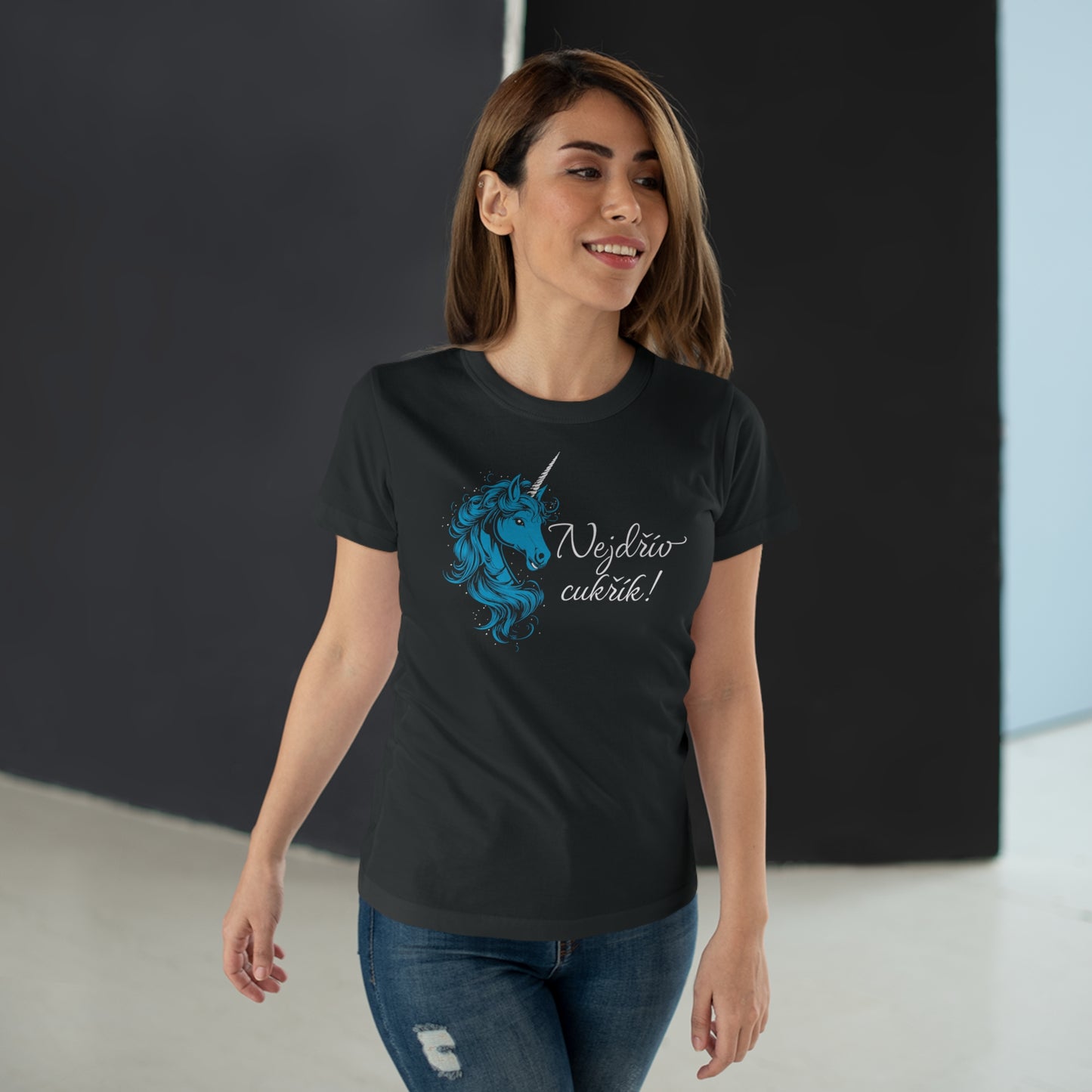 Women's T-shirt Unicorn - First candy in hot blue CZ Edition