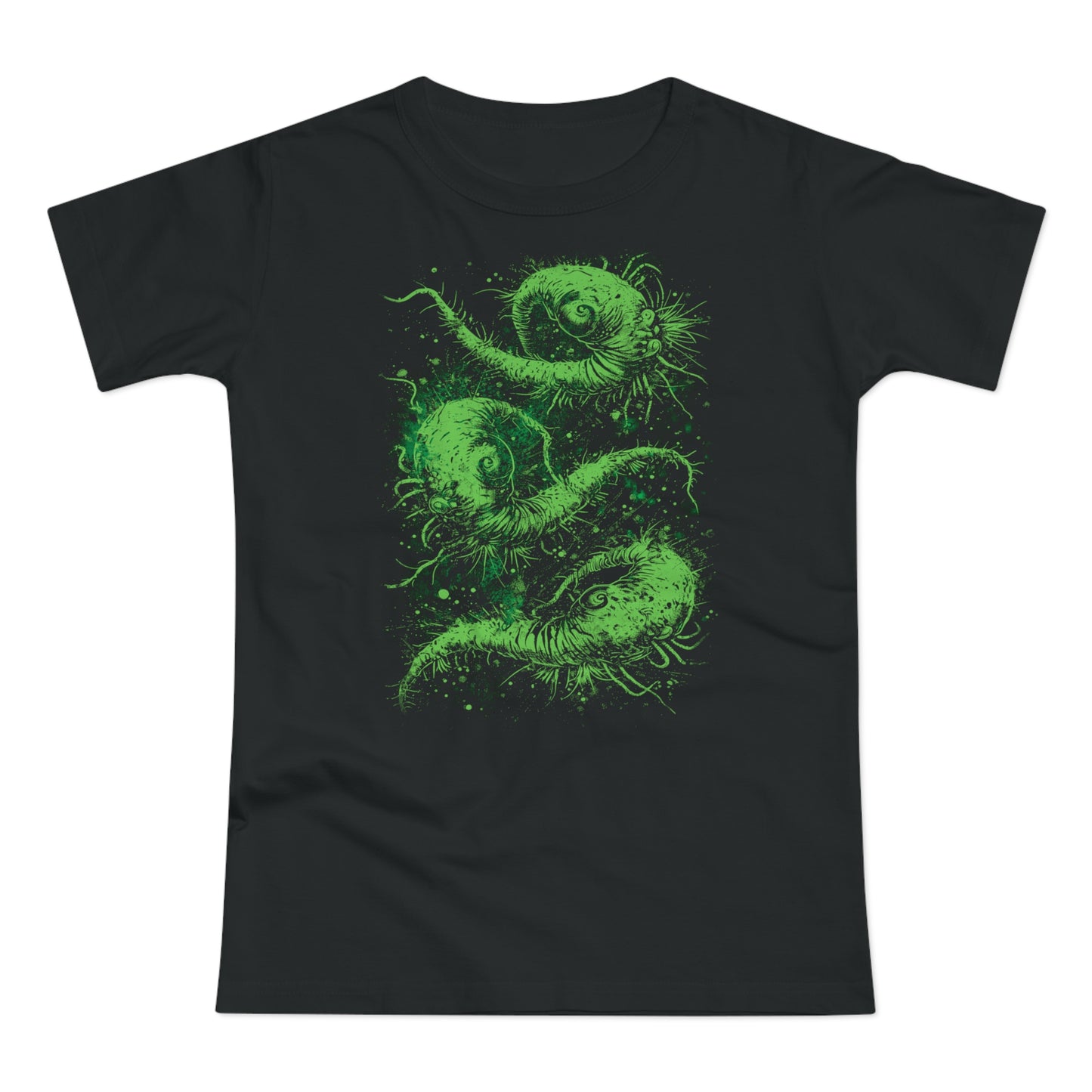 Women's T-shirt Cosmic Worms in Green