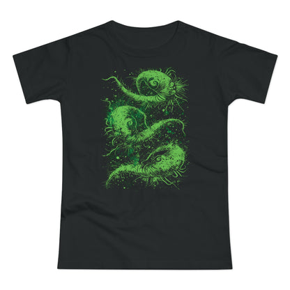 Women's T-shirt Cosmic Worms in Green