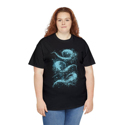 Unisex T-shirt Cosmic Worms in Blue - Frogos Design