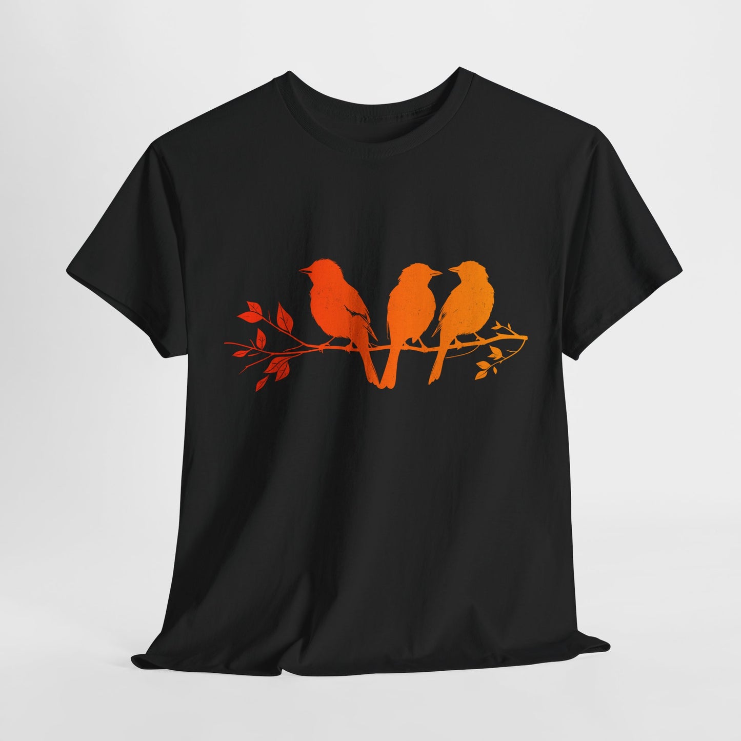 Unisex T-shirt Birds on a Branch in Orange