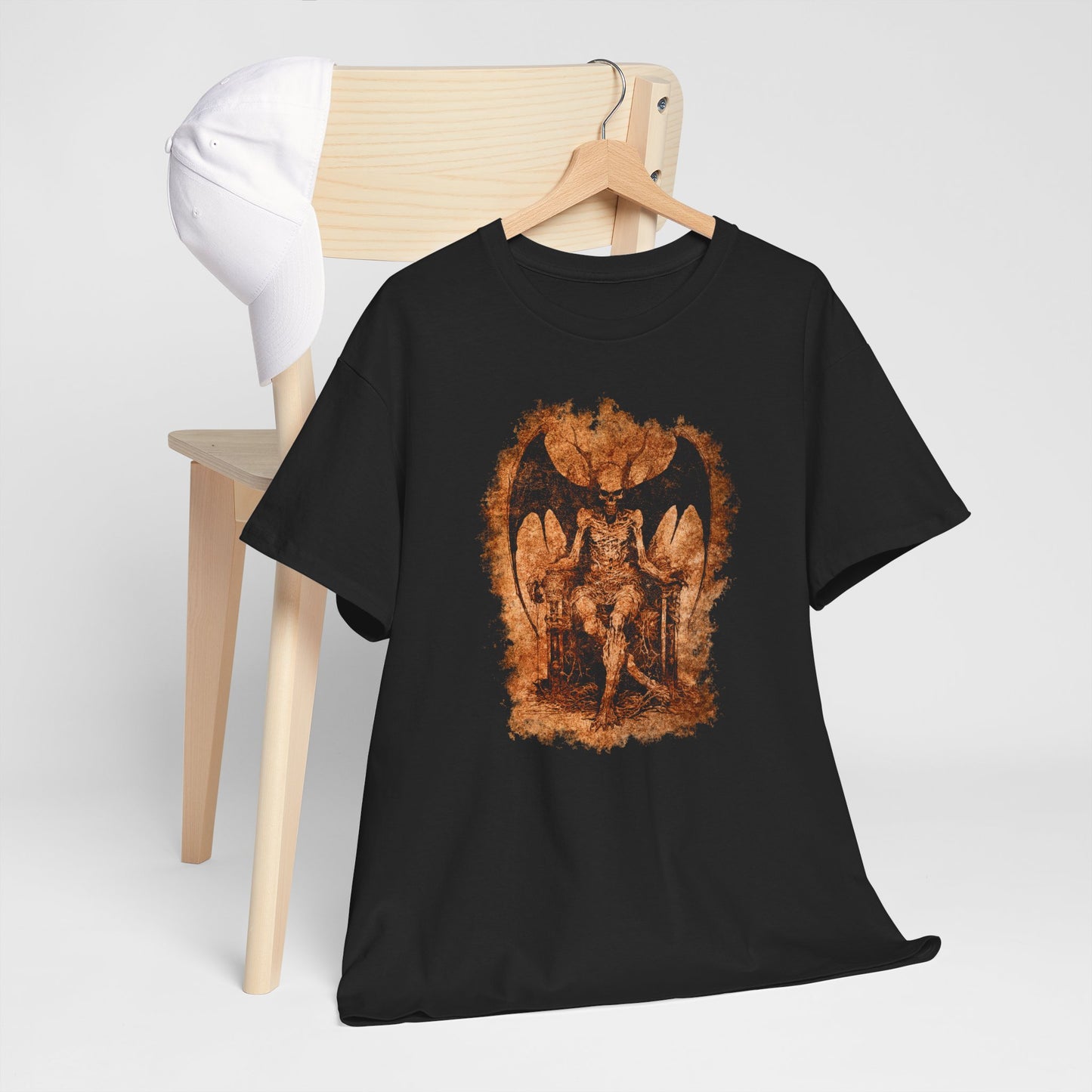 Unisex T-shirt Devil on his Throne in Beige