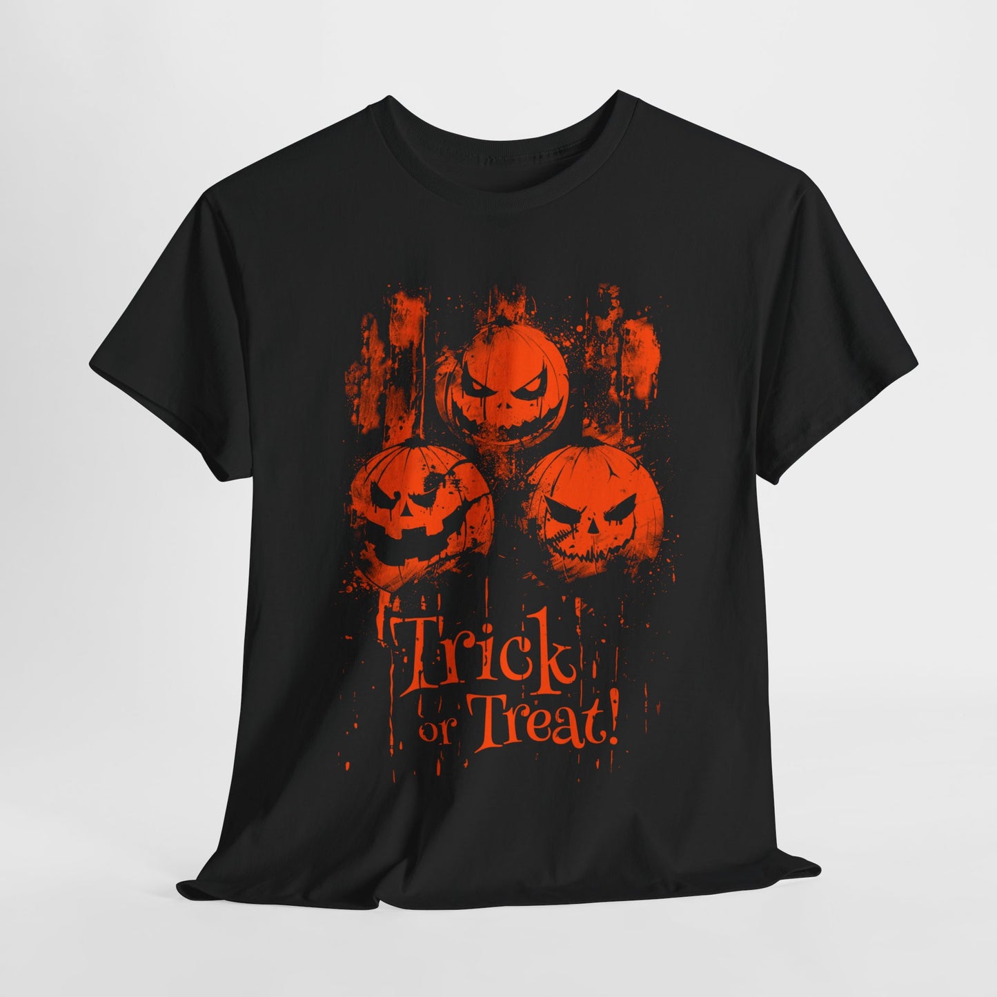 Unisex T-shirt Halloween Pumpkins Trick or Treat in Orange