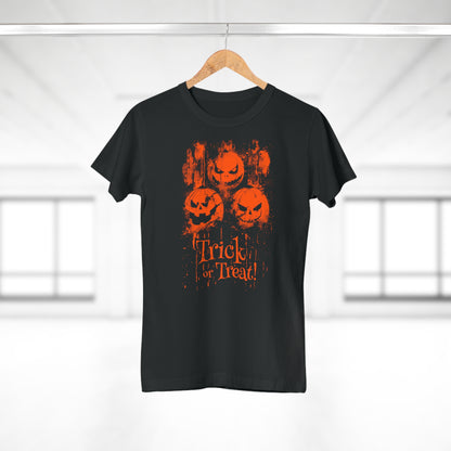 Women's T-shirt Halloween Pumpkins Trick or Treat in Orange