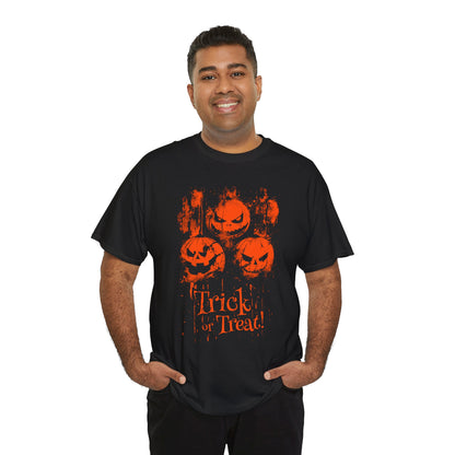 Unisex T-shirt Halloween Pumpkins Trick or Treat in Orange