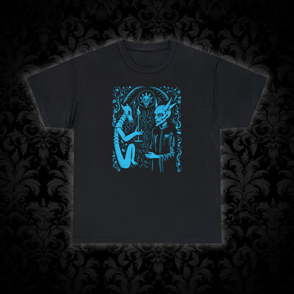 Unisex T-shirt Pact with the Devil in Blue - Frogos Design