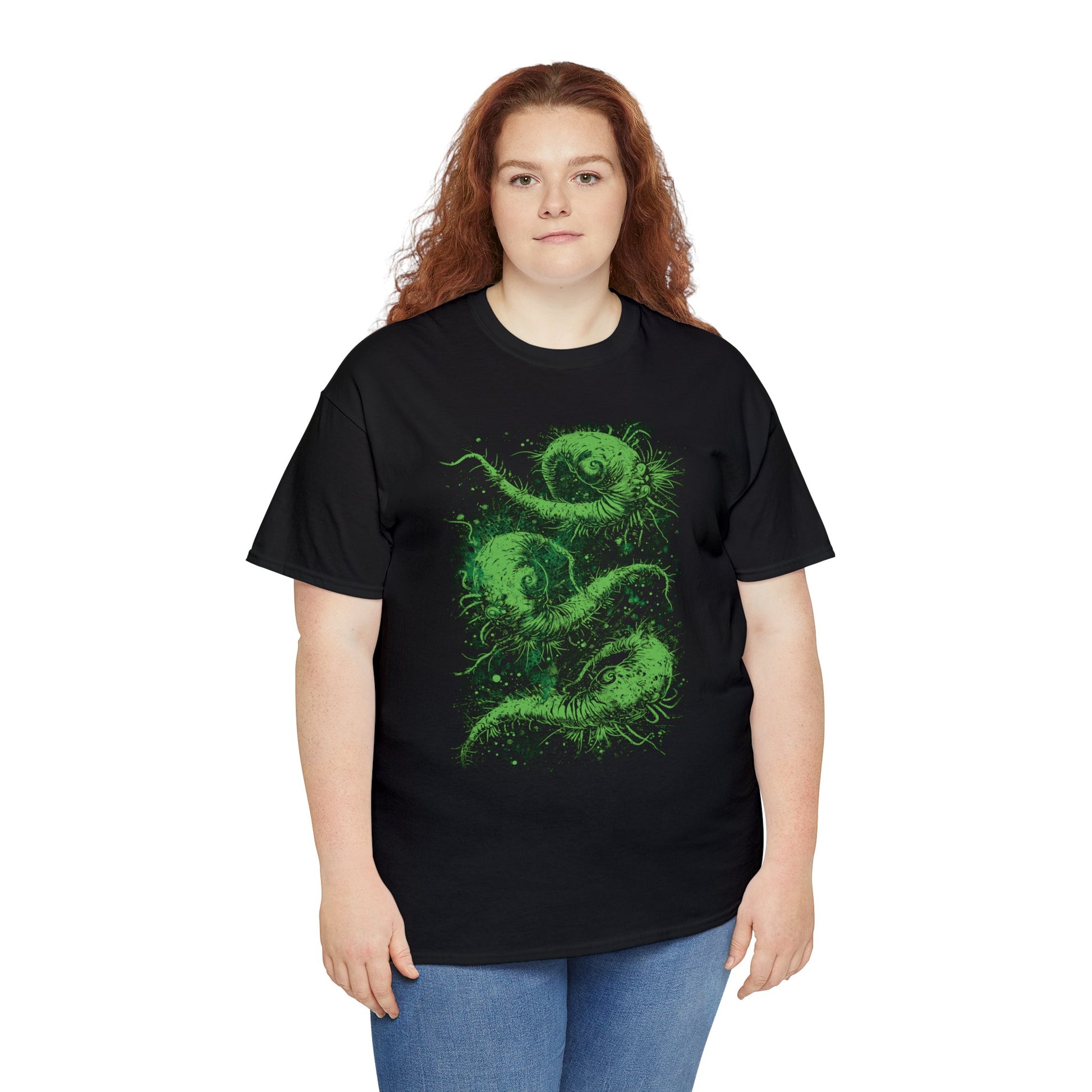 Unisex T-shirt Cosmic Worms in Green - Frogos Design