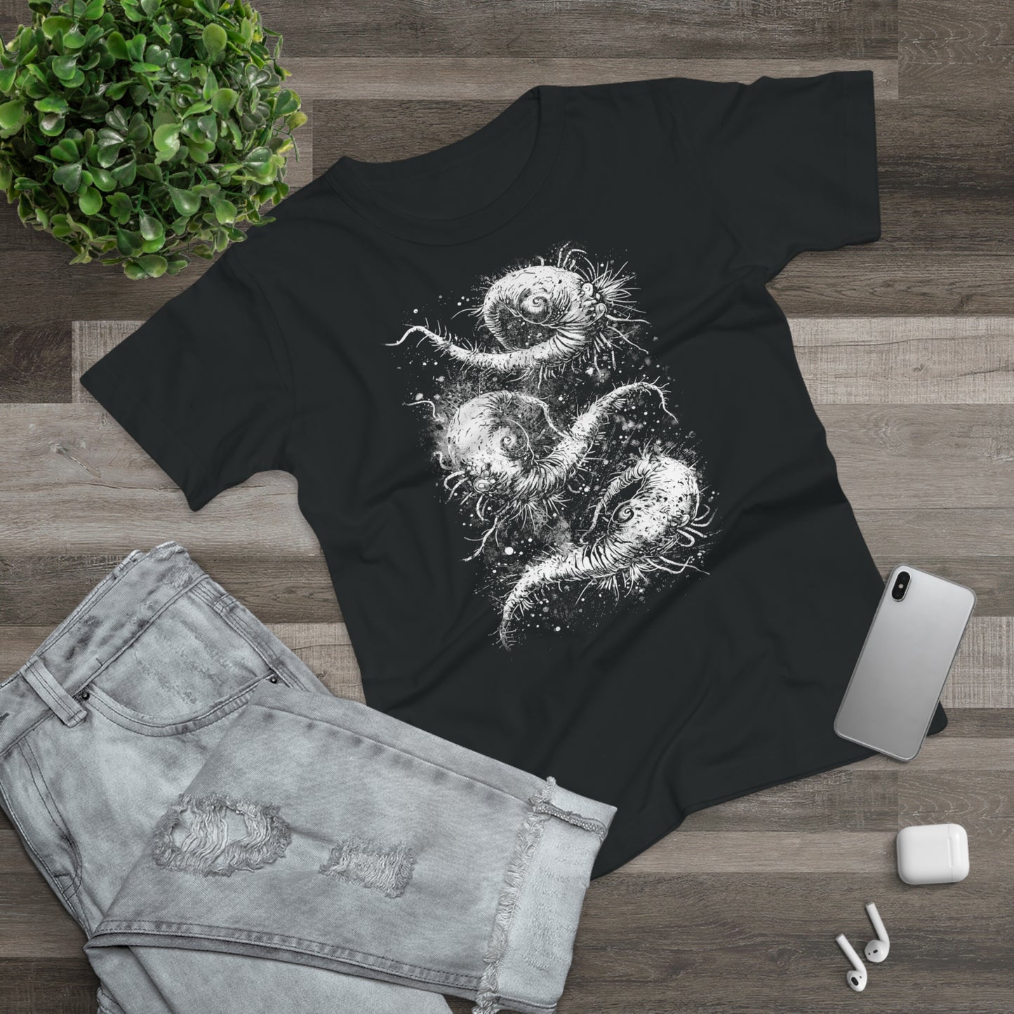 Women's T-shirt Cosmic Worms in White