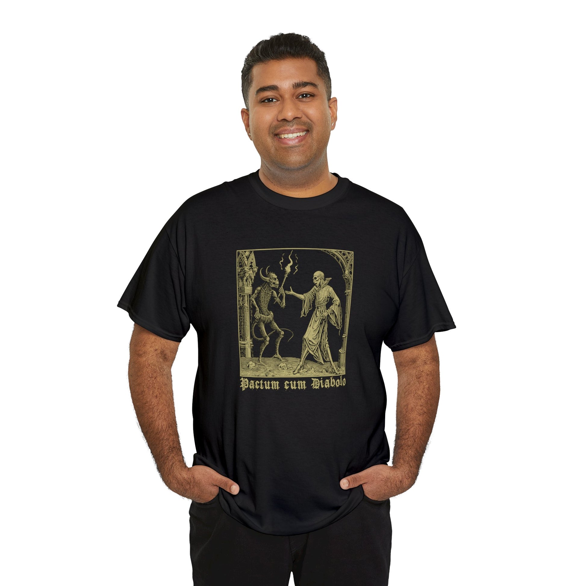 Unisex T-shirt Pactum cum Diabolo in Beige - Frogos Design