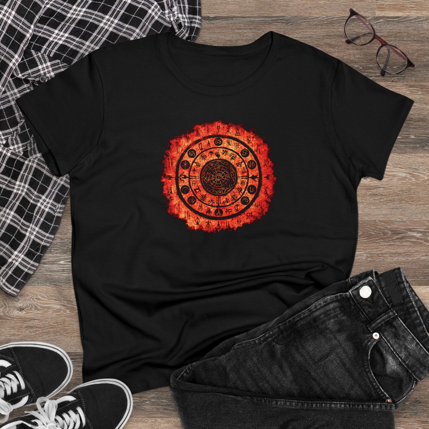 Women's T-shirt Witchcraft Seal in Orange - Frogos Design