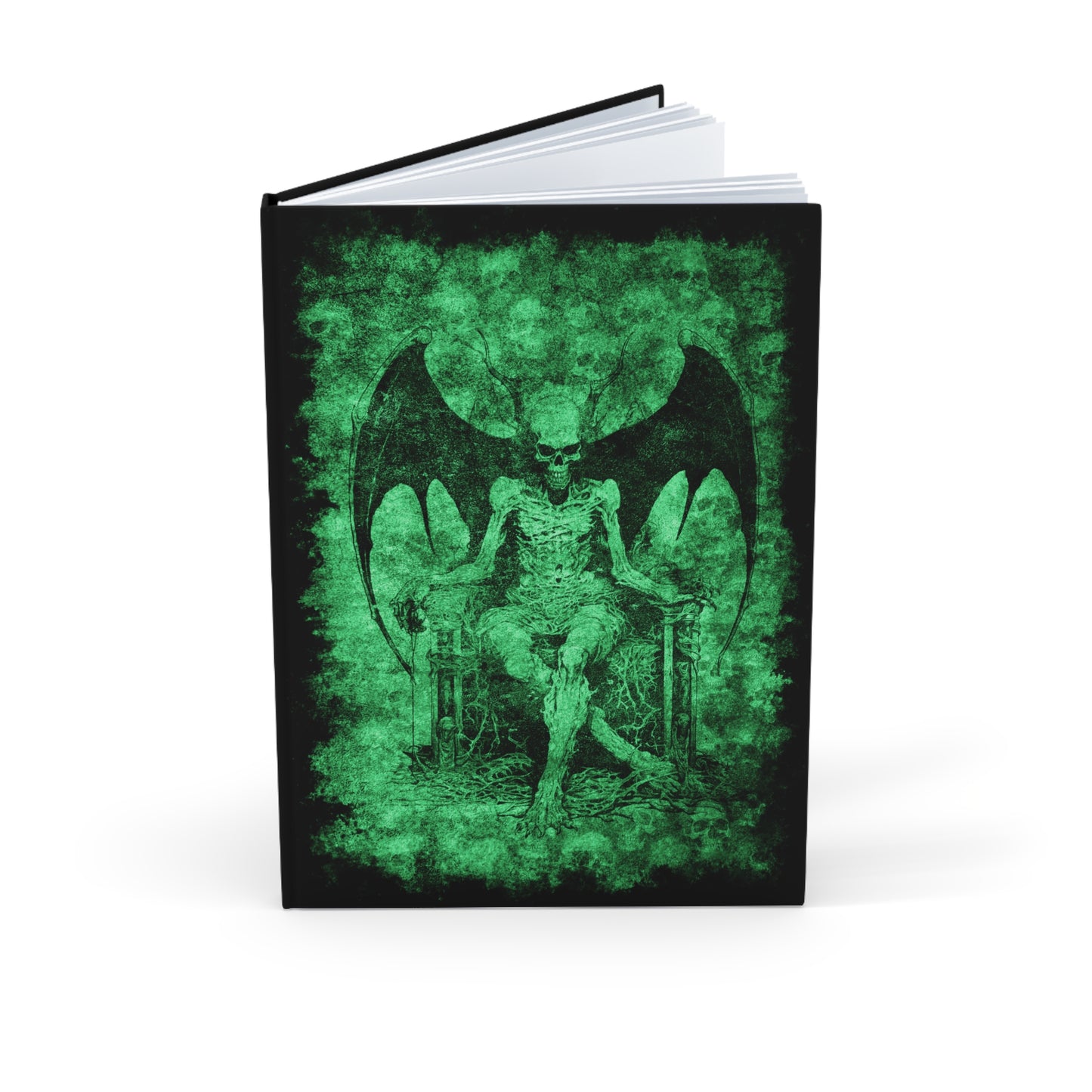 Hardcover Journal A5 Devil on his Throne in Green - Frogos Design