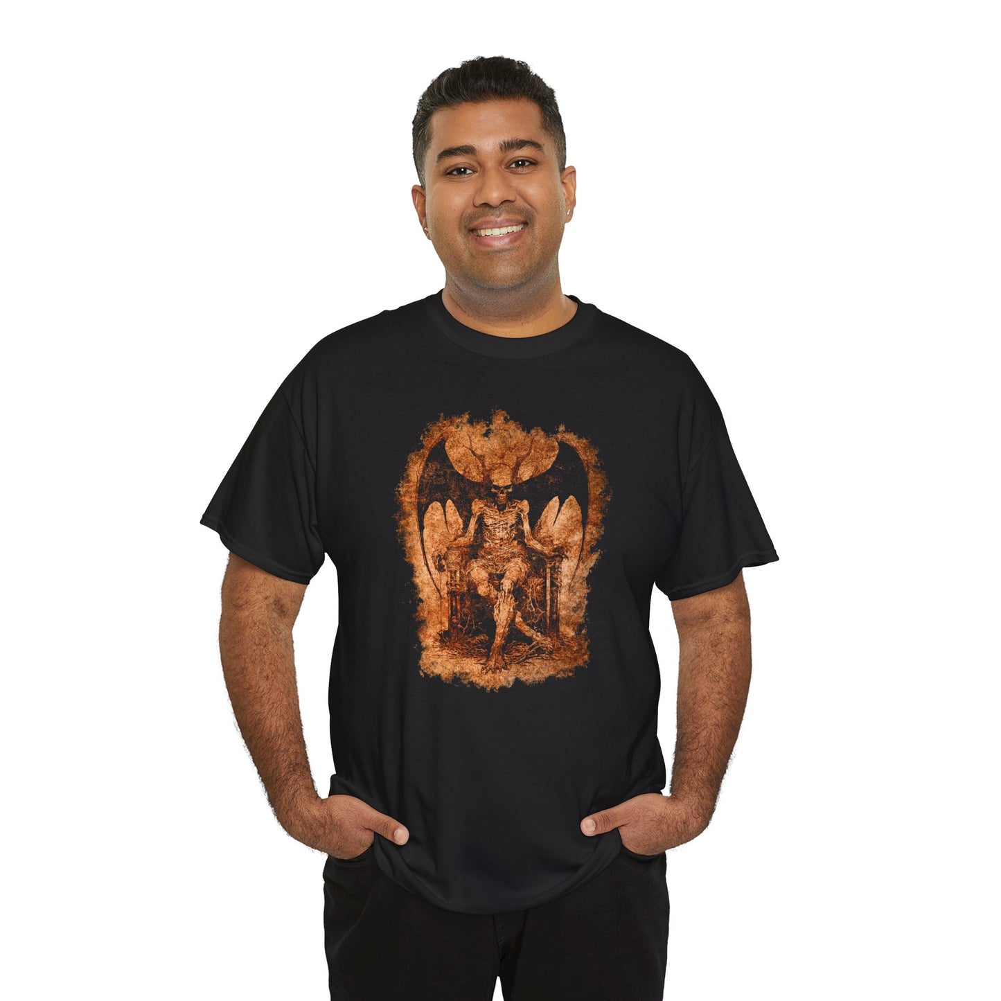 Unisex T-shirt Devil on his Throne in Beige