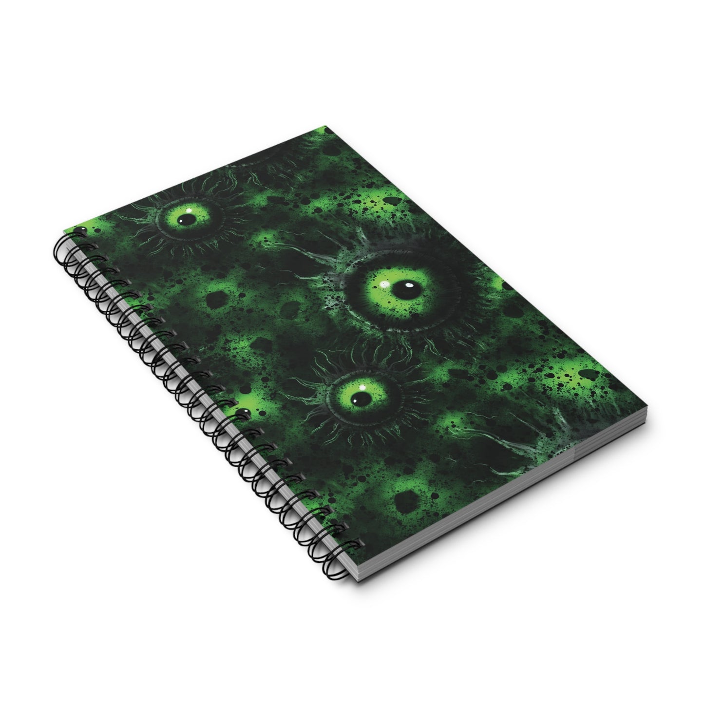 Spiral Notebook Greeny Lurking Eyes - Frogos Design