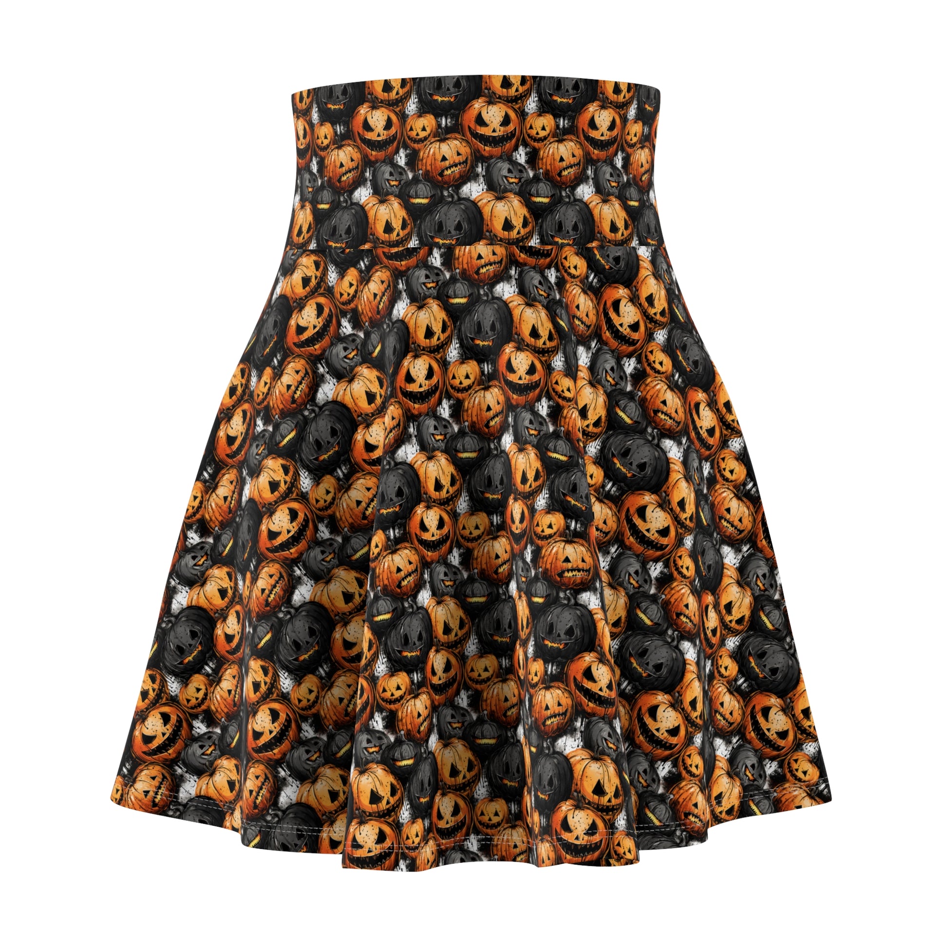 Women's Skater Skirt Spooky Halloween Pumpkin Time - Frogos Design