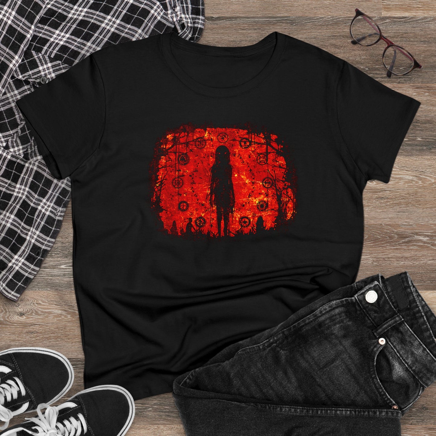 Women's T-shirt Evil is Here in Red - Frogos Design