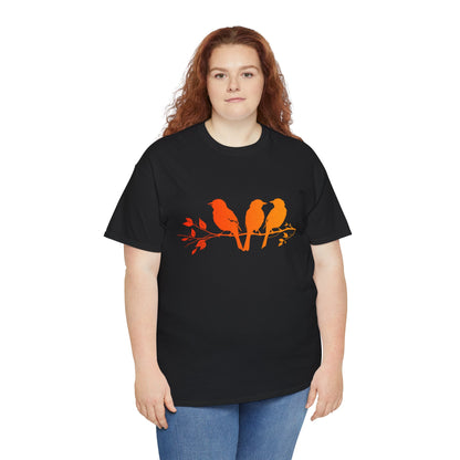 Unisex T-shirt Birds on a Branch in Orange