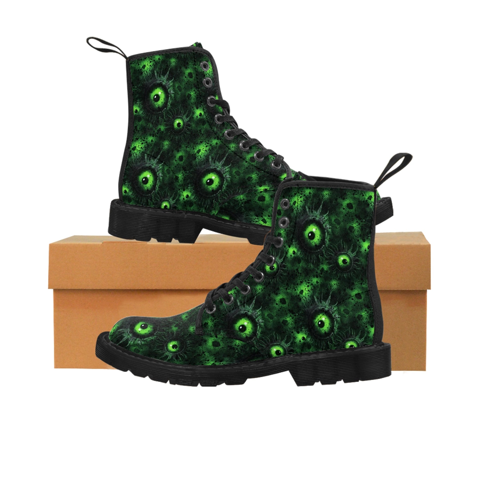 Canvas Boots Greeny Lurking Eyes - Frogos Design